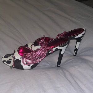 Cape Robbin Pink and Black Cow Print Heels